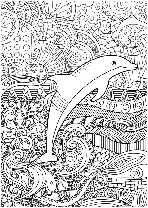 adult coloring page dolphin|Dolphin coloring pages for Adults.